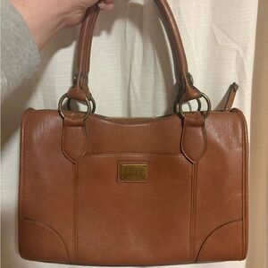 FRYE AND CO. Tan Faux Leather Double-Handle Satchel